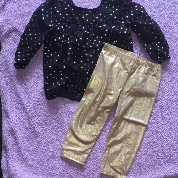 black and gold infant outfit